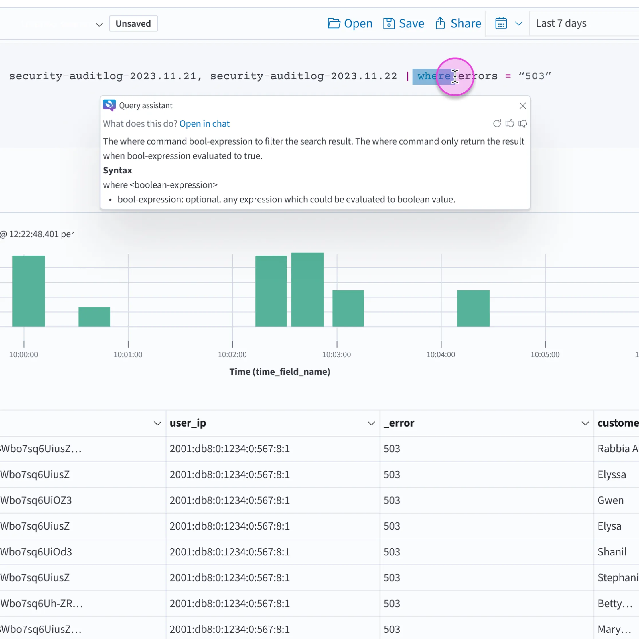 Documentation panel inside OpenSearch query assistant