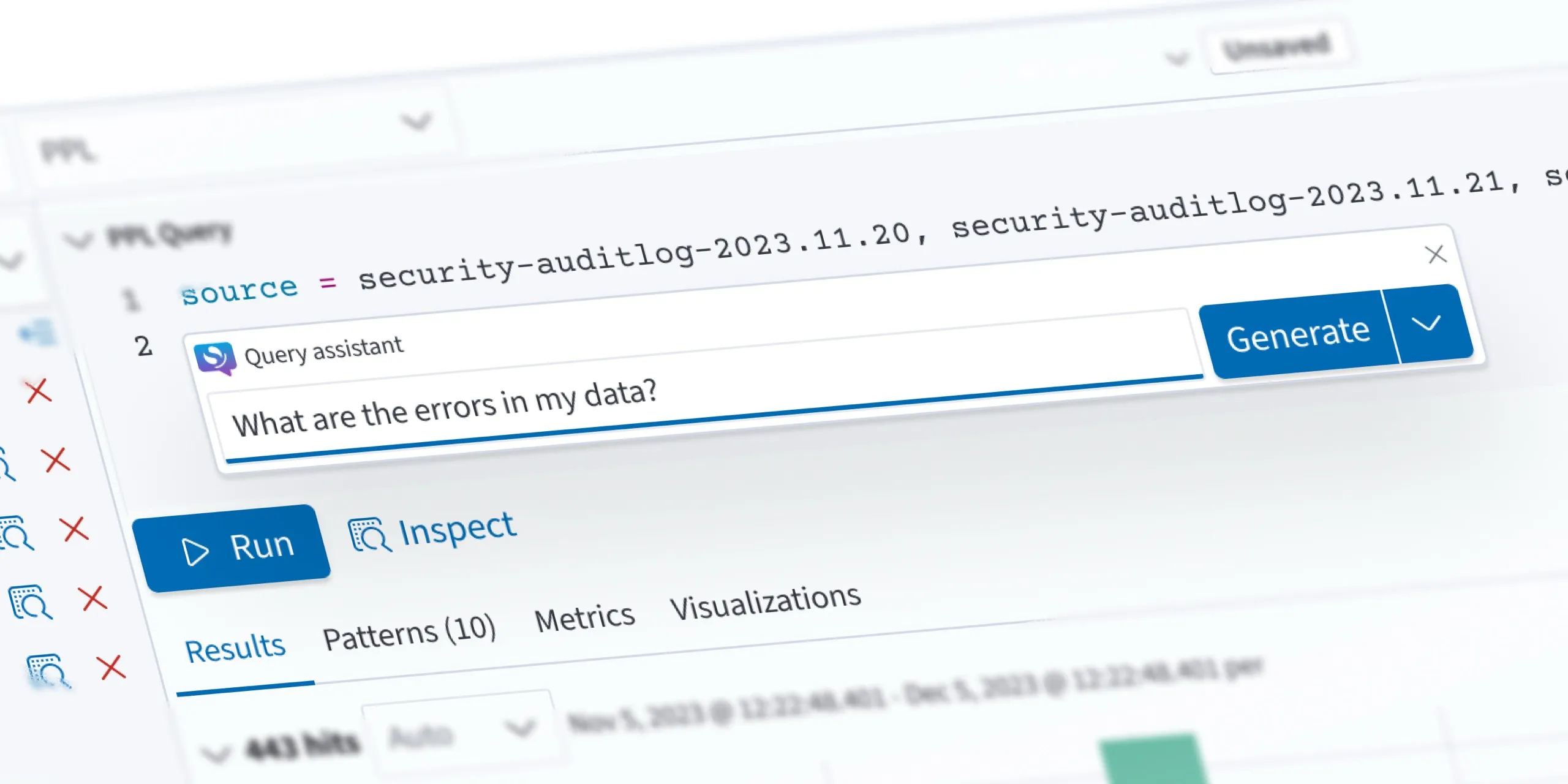 OpenSearch query assistant panel showing natural language input