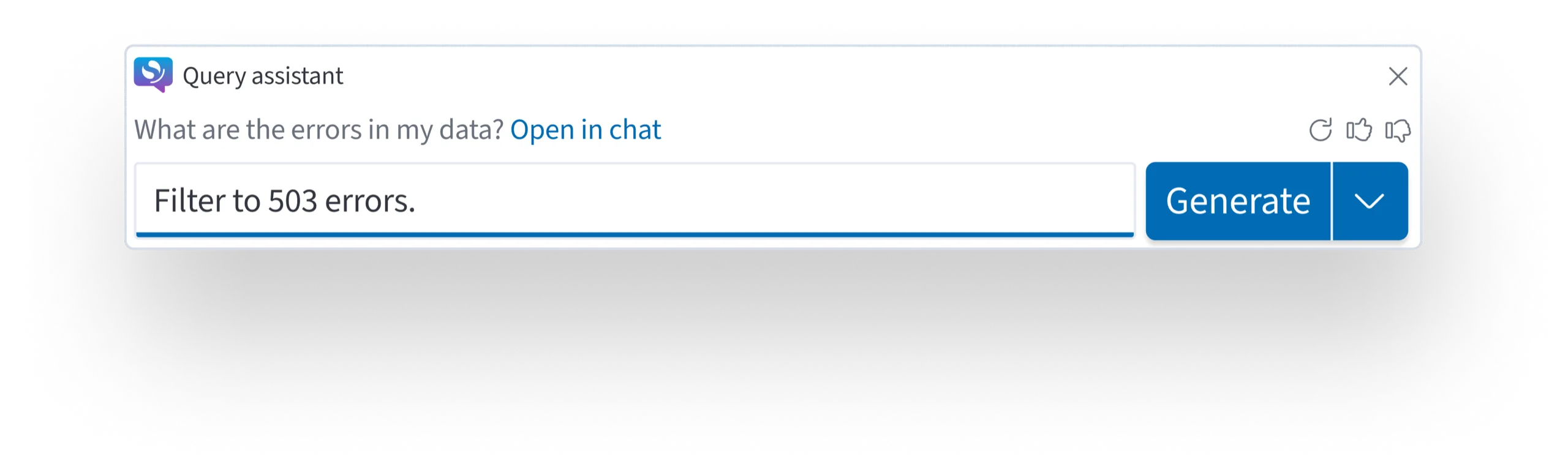Context-aware documentation surfaced within the query assistant