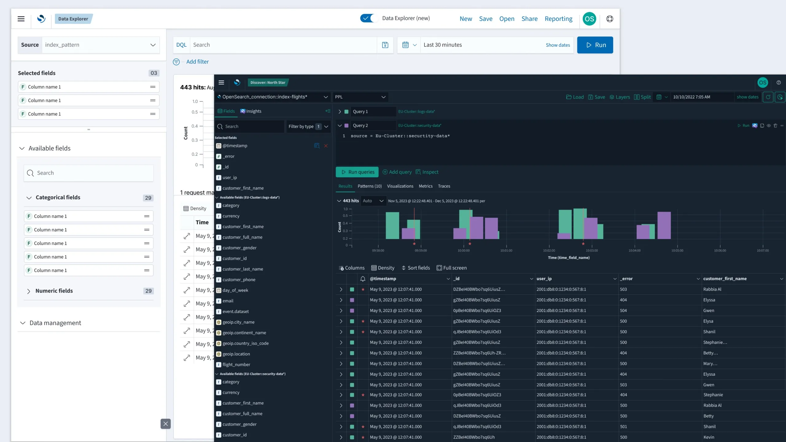 High-fidelity designs for the OpenSearch Data Explorer